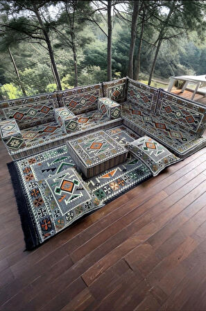 Şark Köşesi Yer Minderi Takımı Otantik Rahat Oturma Minderi Salon Balkon İçin