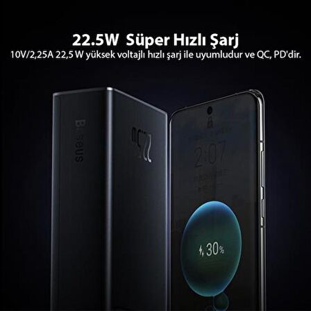 Baseus Super 22.5 W 20000 mAh Hızlı Şarj Powerbank Siyah 
