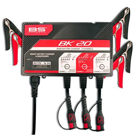 BS BATTERY BK20 3 KANAL AKÜ ŞARJ İSTASYONU 6V/12V 2A