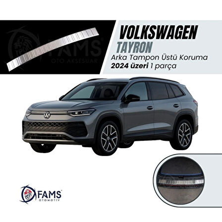 VW TAYRON Uyumlu  Arka Tampon Üstü Koruma 2024 Üzeri P.Çelik (Parlak)