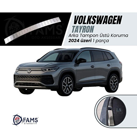 VW TAYRON Uyumlu  Arka Tampon Üstü Koruma 2024 Üzeri P.Çelik (Parlak)