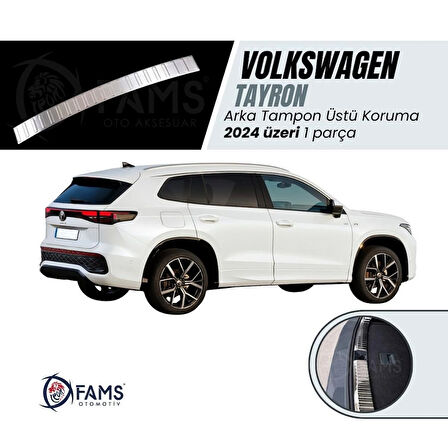 VW TAYRON Uyumlu Arka Tampon Üstü Koruma 2024 Üzeri P.Çelik (Taşlı)