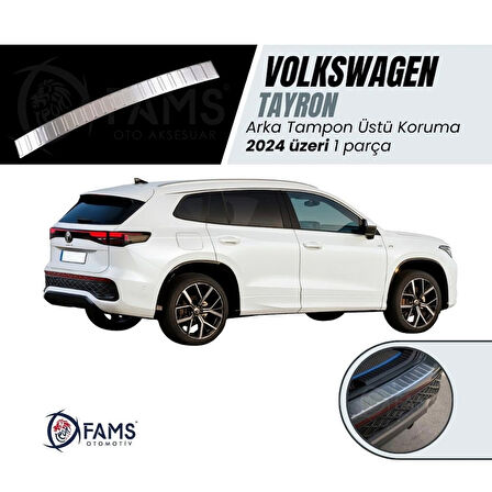 VW TAYRON Uyumlu Arka Tampon Üstü Koruma 2024 Üzeri P.Çelik (Taşlı)