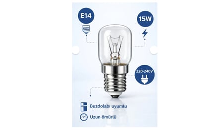 B-764 HCA Beko Uyumlu 15W E14 -30°C Dayanıklı Buzdolabı Derin Dondurucu Lamba Ampul Işık Sarı