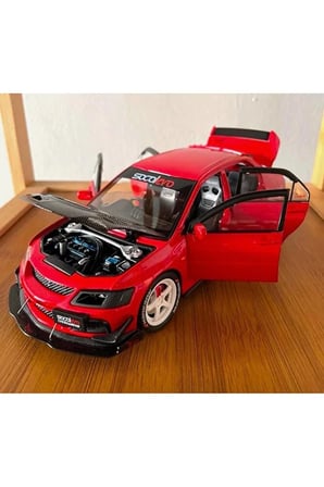 Mitsubishi Lancer Evolution EV09 Diecast Model Araba 1:24 Karbon Kaput Mitsubishi Lancer Model Araba