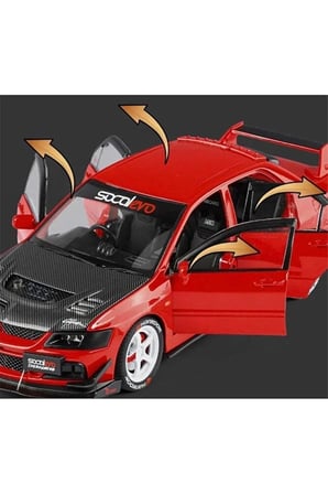 Mitsubishi Lancer Evolution EV09 Diecast Model Araba 1:24 Karbon Kaput Mitsubishi Lancer Model Araba