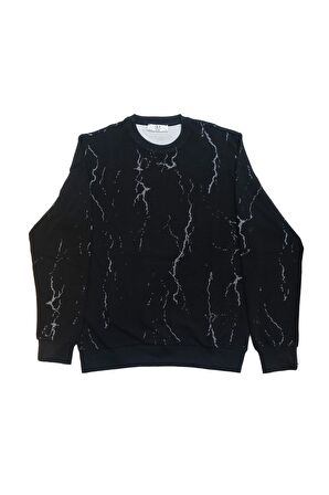 Süvari Mermer Desen Rahat Kalip Sweatshirt