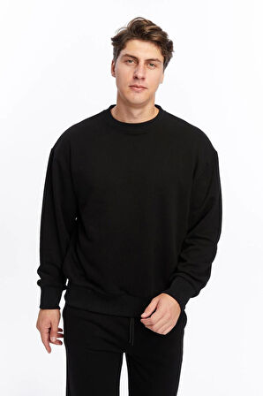 sentodesign Basic Düz Uzun Kollu Oversize Kışlık Sweatshirt