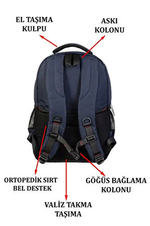 Dada Orta- Lise - Üniversite Günlük Okul Sırt Çantası Su Geçirmez Kumaş 15.6 inç