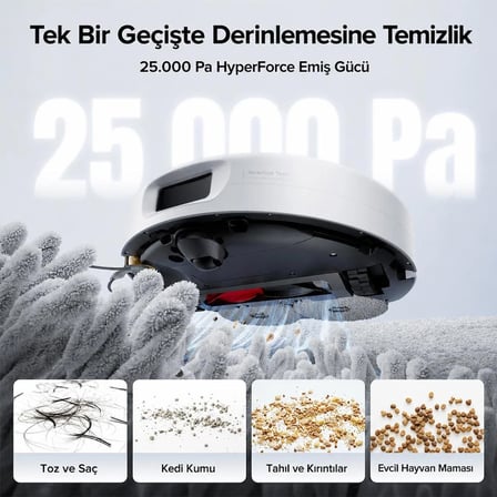 Qrevo 2 Pro Akıllı Robot Süpürge ve Paspas – 25.000 Pa Güçlü Emiş, Çift Döner Paspas, Otomatik Toz Boşaltma