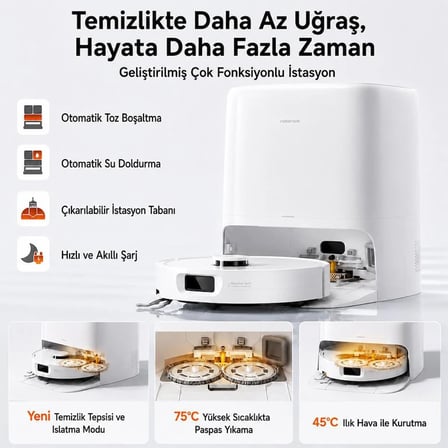 Qrevo 2 Pro Akıllı Robot Süpürge ve Paspas – 25.000 Pa Güçlü Emiş, Çift Döner Paspas, Otomatik Toz Boşaltma