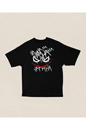 Joker HA Ha Kahkaha Baskılı Unisex Oversize Film Tişört