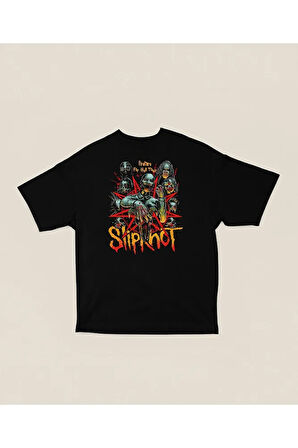 Prepare For Hell Tour Slipknot Baskılı Unisex Oversize Rock Metal Tişört