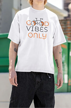 Good Vibes Only Temalı Unisex Oversize Tişört