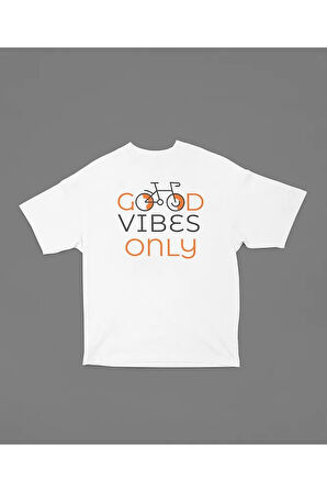 Good Vibes Only Temalı Unisex Oversize Tişört