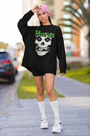 Misfits Baskılı Unisex Oversize Müzik Grubu Sweatshirt