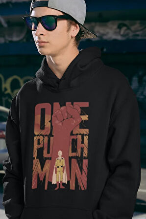 Anime Karakter Baskılı Unisex Hoodie, Oversize One Punch Man Hoodie