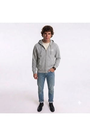 rahat kesim kapüşonlu fermuarlı sweatshirt Relaxed Graphic Zip-up Hoodie Griaçık / S