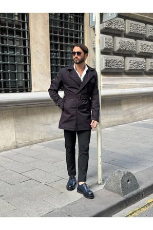 regular fit su geçirmez soğuğa dayanıklı trençkot antrasit / 2XL