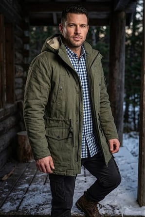 Regular Fit Çıkarılabilir Kapüşonlu su geçirmez oxford kumaş Uzun Parka Kaban açıkHaki / L
