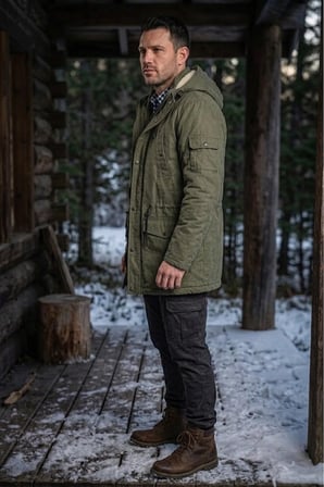 Regular Fit Çıkarılabilir Kapüşonlu su geçirmez oxford kumaş Uzun Parka Kaban açıkHaki / L