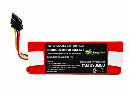 BataryaBank Roborock Qrevo Edge 5V1 (QRES02-00) Uyumlu Robot Süpürge Bataryası 14.4V 6500mAh Li-ion Yüksek Kapasiteli Pil