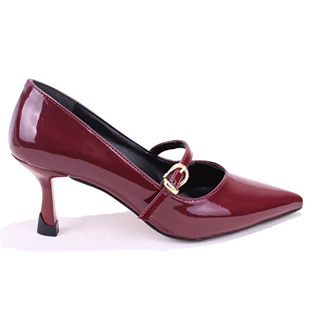 Dagoster DZA07-389100 Bordo Rugan Stiletto Topuklu Kadın Ayakkabı