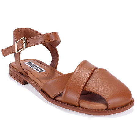 Dagoster DZA07-60216243 Taba Günlük Ortopedik Deri Spor Kadın sandalet