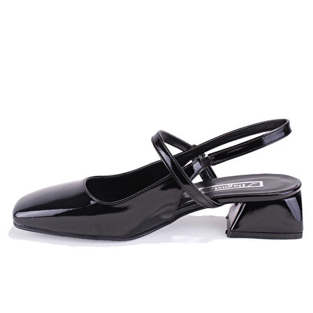 Dagoster DZA07-81500 Siyah Rugan Klasik Topuklu Kadın Ayakkabı