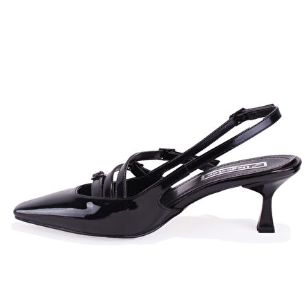 Dagoster DZA07-725491 Siyah Rugan Klasik Topuklu Kadın Ayakkabı