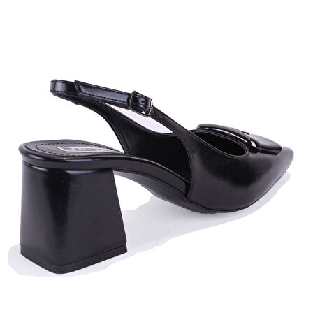 Dagoster DZA07-11363017 Siyah Rugan Klasik Topuklu Kadın Ayakkabı