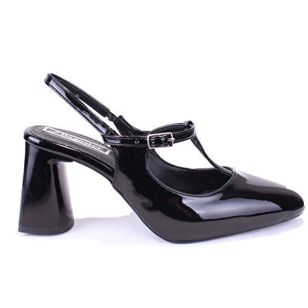 Dagoster DZA07-1133602 Siyah Rugan Klasik Topuklu Kadın Ayakkabı