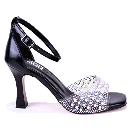 Dagoster DZA07-928475 Siyah Topuklu Abiye Kadın Ayakkabı