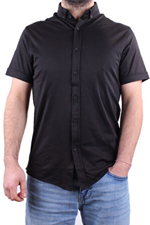 Twister 1853 Siyah Kısa Kol Günlük Pamuklu Erkek Gömlek