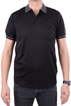 Twister 2304 Siyah Günlük Kısa Kol Normal Kesim Pamuklu Polo Yaka Erkek Tişört