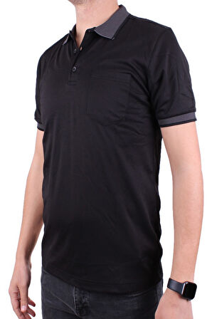 Twister 2304 Siyah Günlük Kısa Kol Normal Kesim Pamuklu Polo Yaka Erkek Tişört