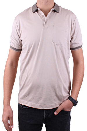 Twister 2304 Bej Günlük Kısa Kol Normal Kesim Pamuklu Polo Yaka Erkek Tişört