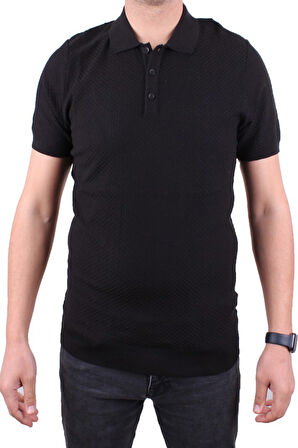 Dagoster DMG23-511231 Siyah Günlük Polo Yaka Erkek Tişört