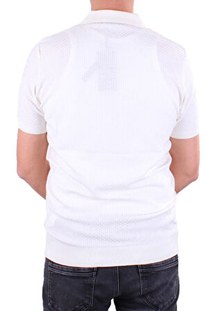 Dagoster DMG23-511231 Ekru Günlük Polo Yaka Erkek Tişört