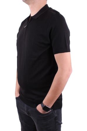Dagoster DMG23-511228 Siyah Günlük Fermuarlı Polo Yaka Erkek Tişört