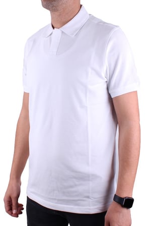 Dagoster DMG23-231319 Beyaz Günlük Yarım Patlı Pike Polo Yaka Erkek Tişört