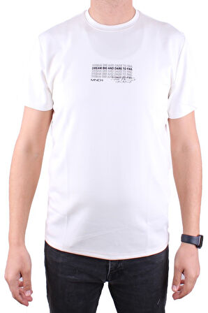 Dagoster DMG23-211676 Ekru Günlük Bisiklet Yaka Erkek Tişört