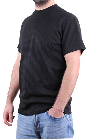 Dagoster DMG23-211520 Siyah Günlük Bisiklet Yaka Erkek Tişört