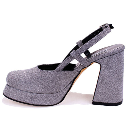 Dagoster DZA07-337560 Platin Simli  Platform Topuklu Kadın Ayakkabı