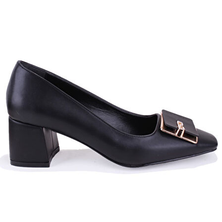 Dagoster DZA07-1219606 Siyah  Kalın Topuklu Klasik Kadın Ayakkabı