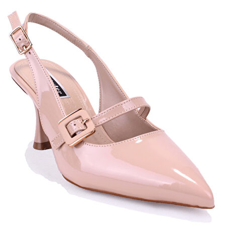 Dagoster DZA07-108525641 Bej Rugan Klasik Topuklu Kadın Ayakkabı