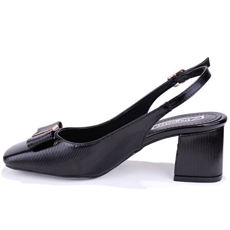 Dagoster DZA07-108525516 Siyah Rugan Klasik Topuklu Kadın Ayakkabı