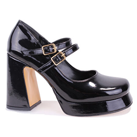 Dagoster DZA07-337566 Siyah Rugan  Platform Topuklu  Kadın Ayakkabı