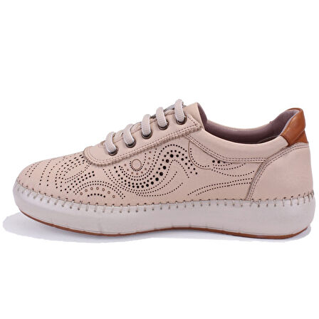 Dagoster DZA07-1236030 Bej Ortopedik Günlük Deri Kadın Ayakkabı