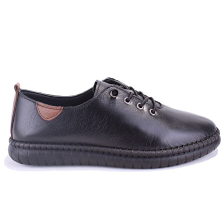 Dagoster DZA07-1236035 Siyah Ortopedik Günlük Deri Kadın Ayakkabı